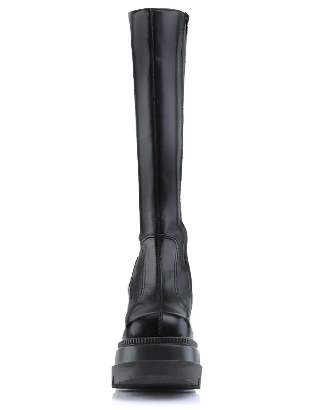 DEMONIA SHAKER 100 PLATFORM BOOTS - BLACK VEGAN LEATHER
