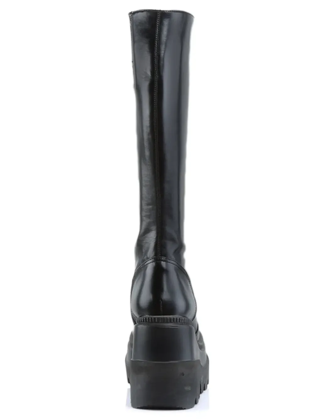 DEMONIA SHAKER 100 PLATFORM BOOTS - BLACK VEGAN LEATHER