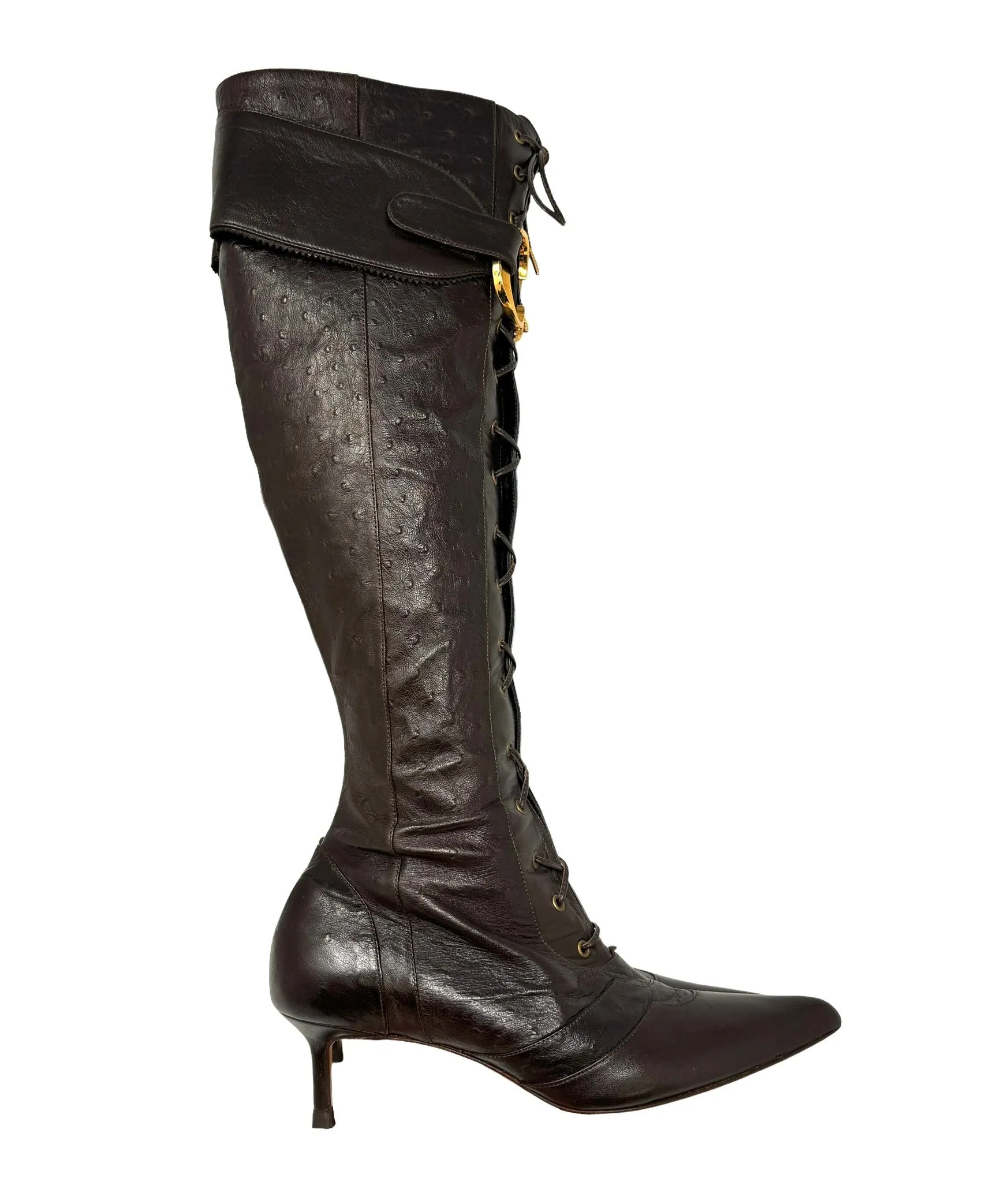 Dior Brown 'CD' Logo Ostrich Boots