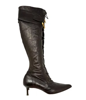 Dior Brown 'CD' Logo Ostrich Boots