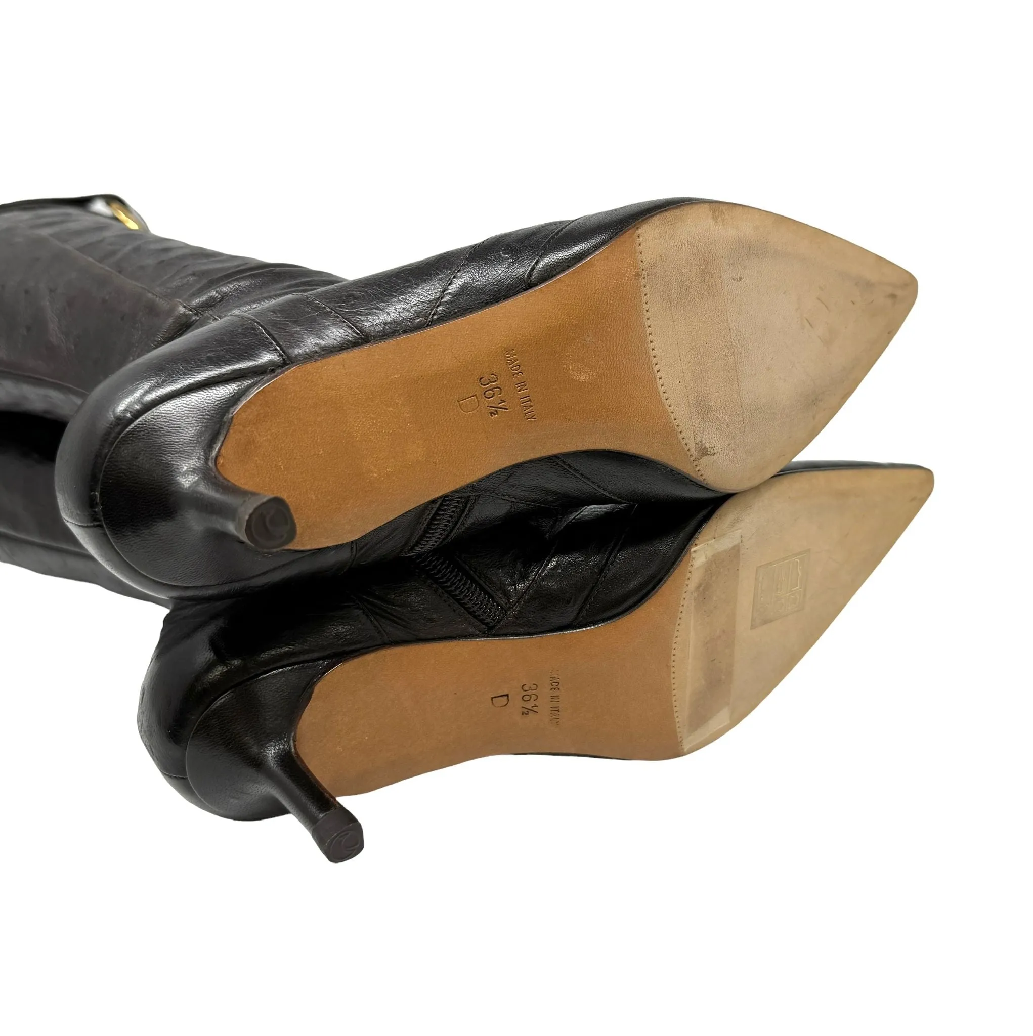Dior Brown 'CD' Logo Ostrich Boots