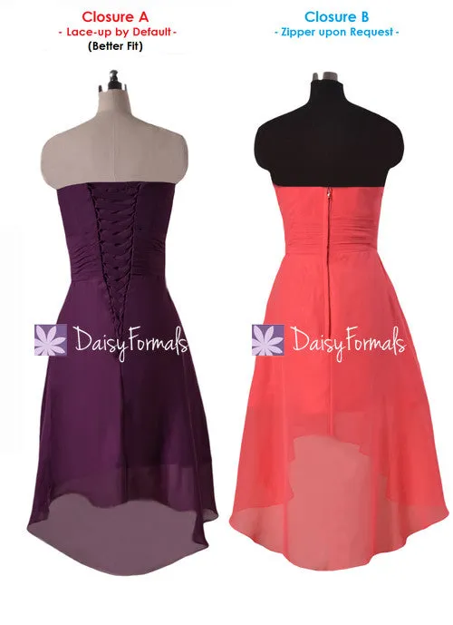 Dramatic Strapless Chiffon Party Dress Plum High-low Party Dress Prom Dress (BM2428)