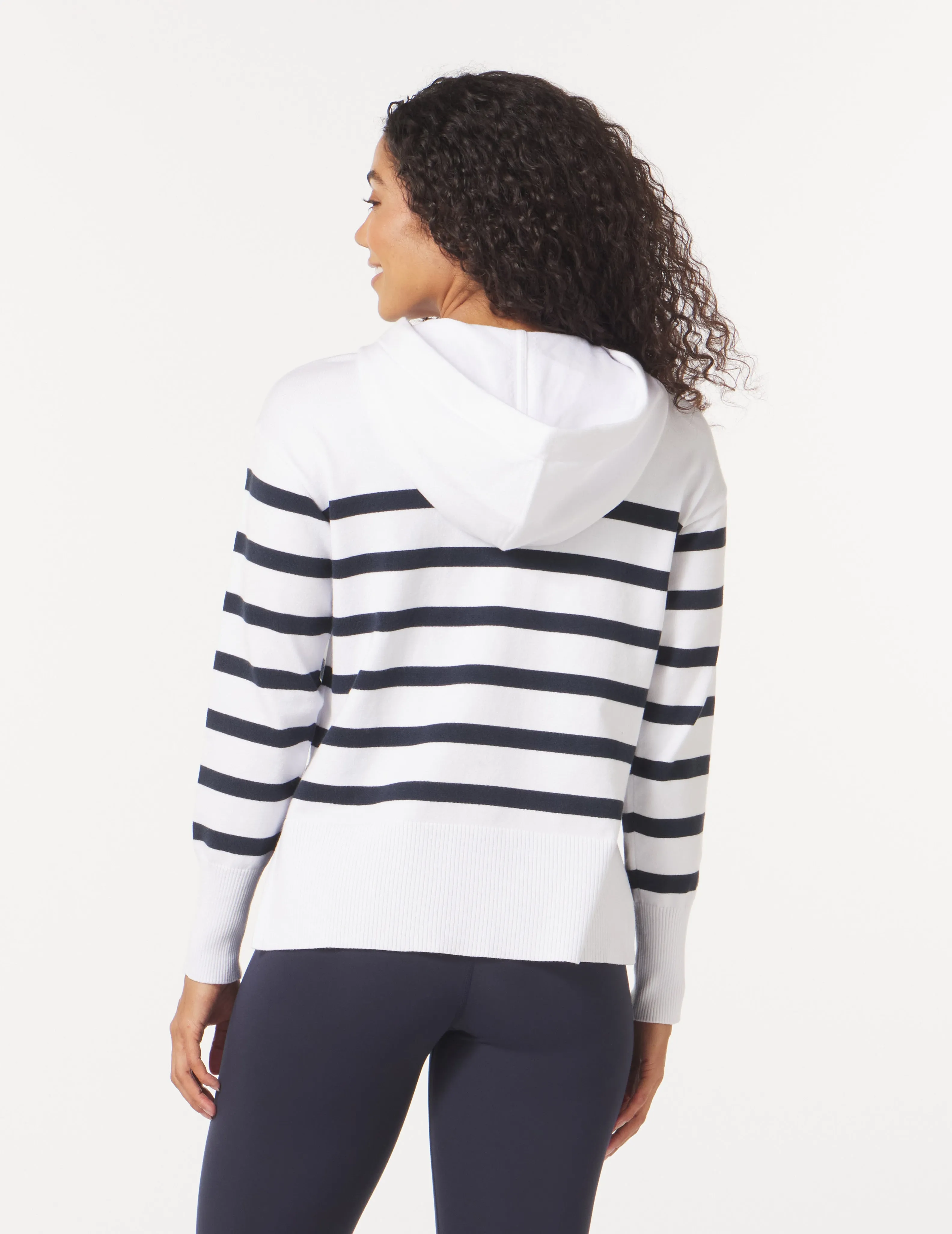 Elite Hoodie: White/Navy Stripe