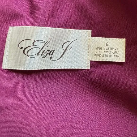 Eliza J Bell Sleeve Fit and Flare Dress In Wine Burgundy Size 16 New