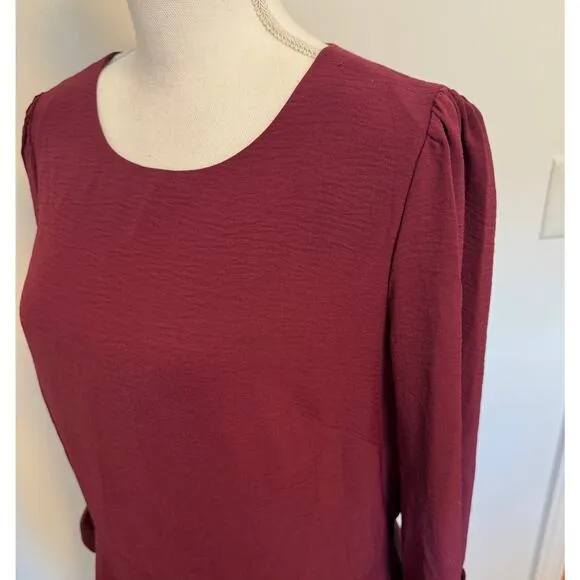 Eliza J Bell Sleeve Fit and Flare Dress In Wine Burgundy Size 16 New