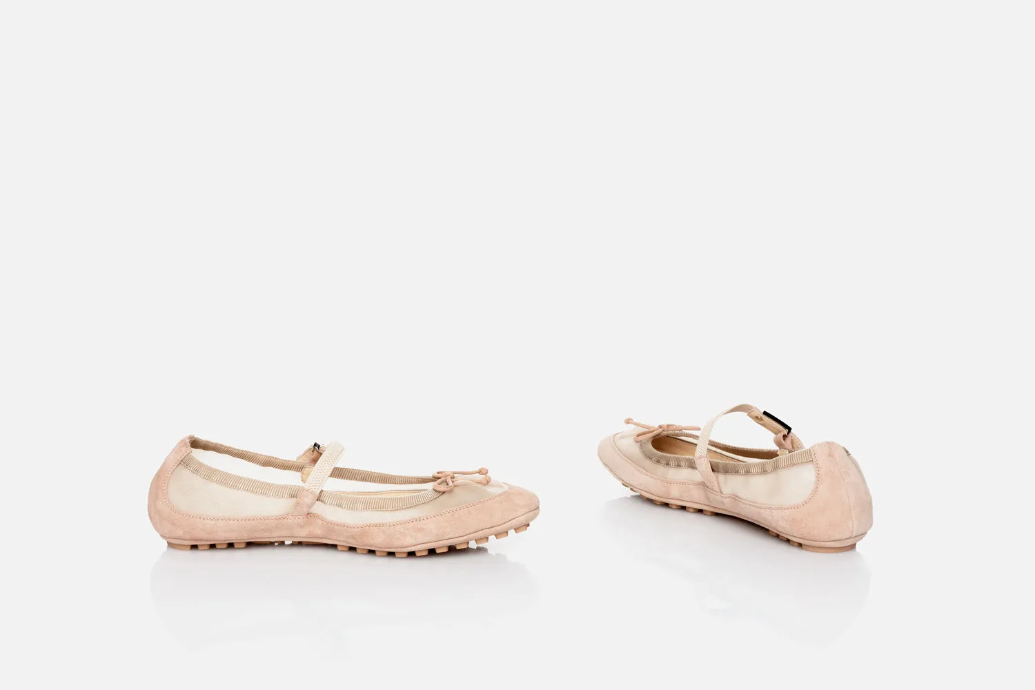 Fendi Baguette Suede And Mesh Ballet Flats