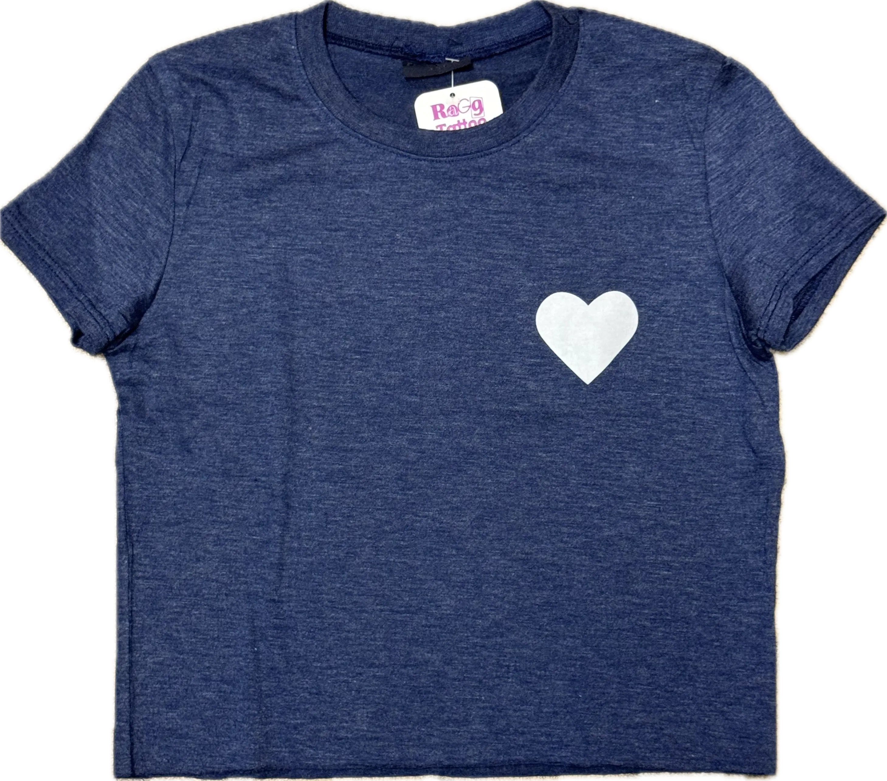 FIREHOUSE- Mini White Heart Shirt (heather navy)