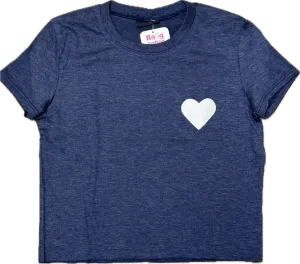 FIREHOUSE- Mini White Heart Shirt (heather navy)