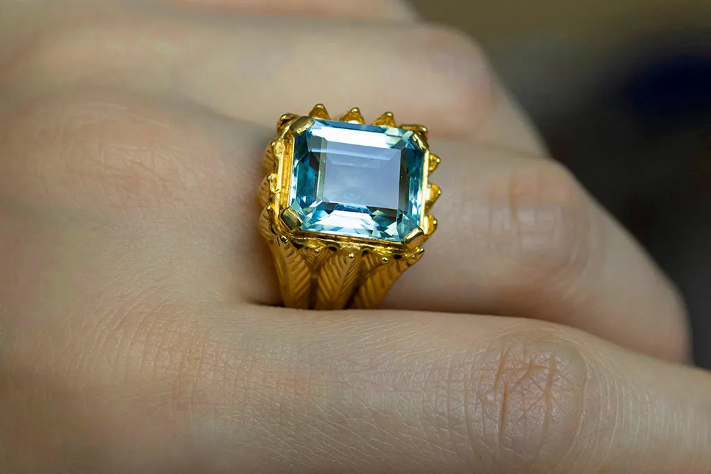 French Aquamarine Cocktail Ring