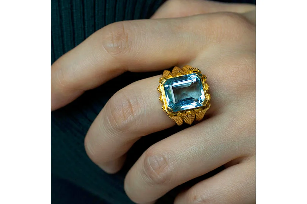 French Aquamarine Cocktail Ring