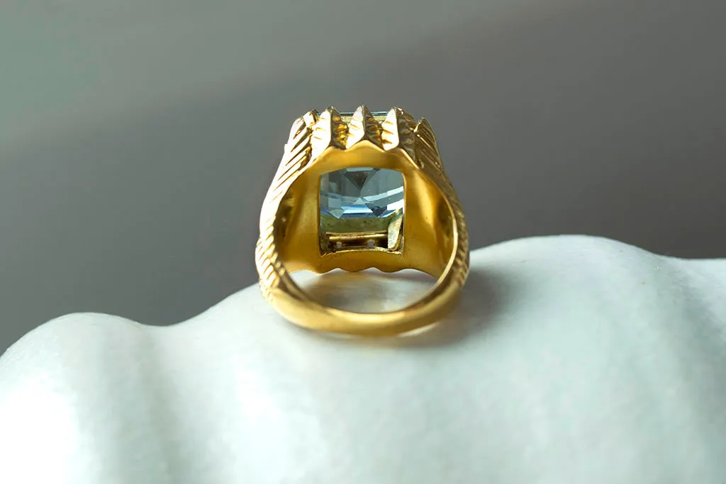 French Aquamarine Cocktail Ring