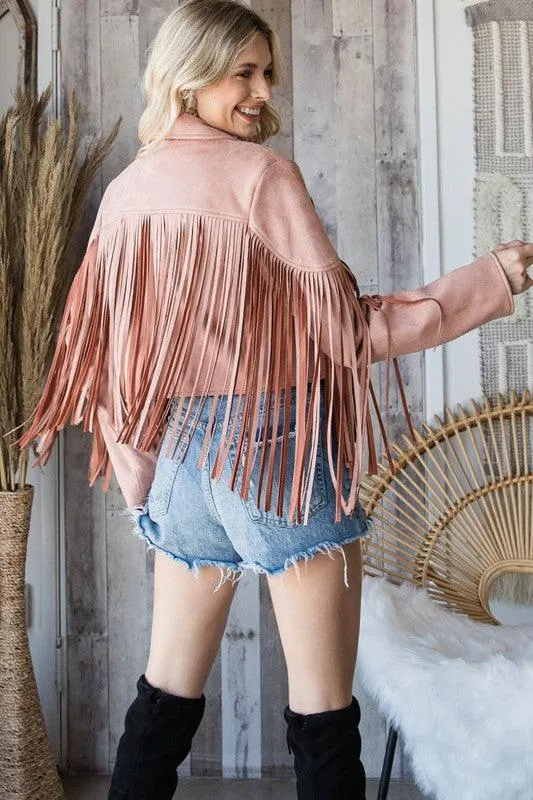 Fringed Suede Moto Jacket