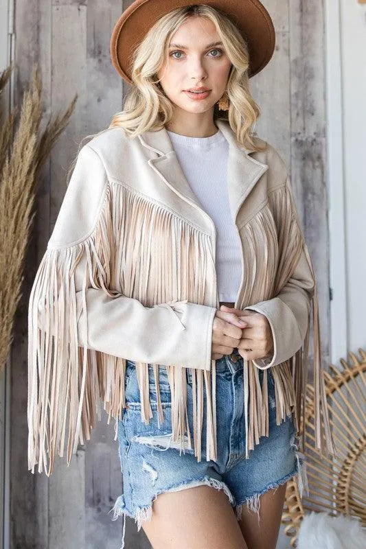 Fringed Suede Moto Jacket
