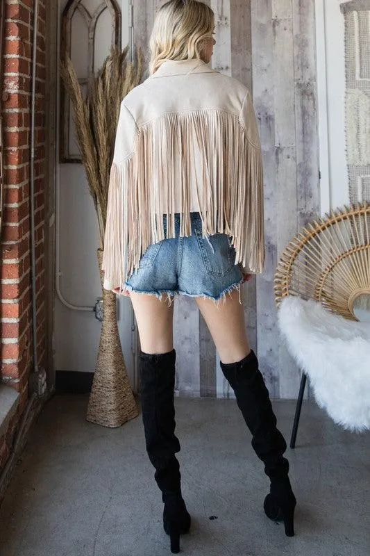 Fringed Suede Moto Jacket