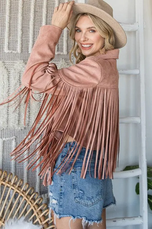 Fringed Suede Moto Jacket
