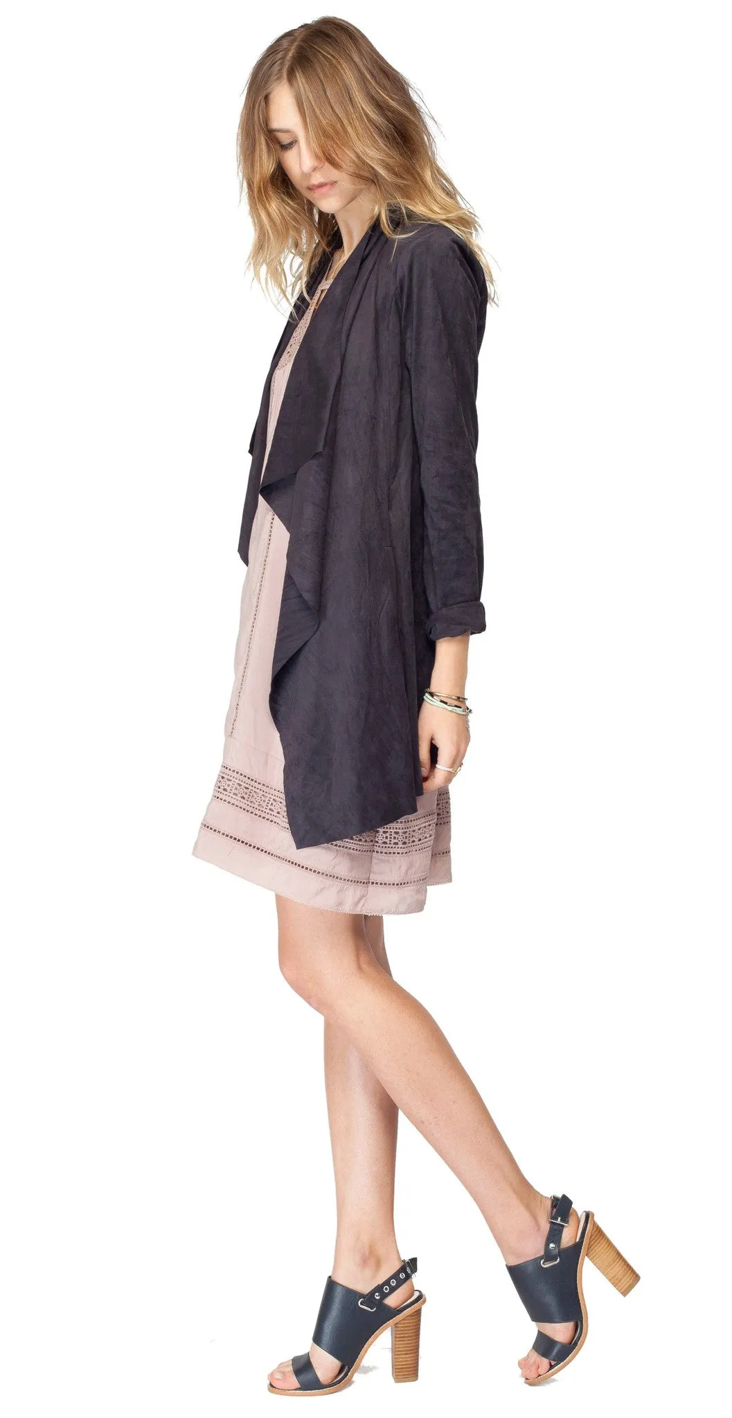 Gentle Fawn Preston Suede Waterfall Jacket | Black