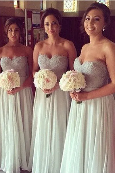 Gray Long Bridesmaid Dress,Lace Mismatched Bridesmaid Dress,Cheap Bridesmaid Dress,SVD481