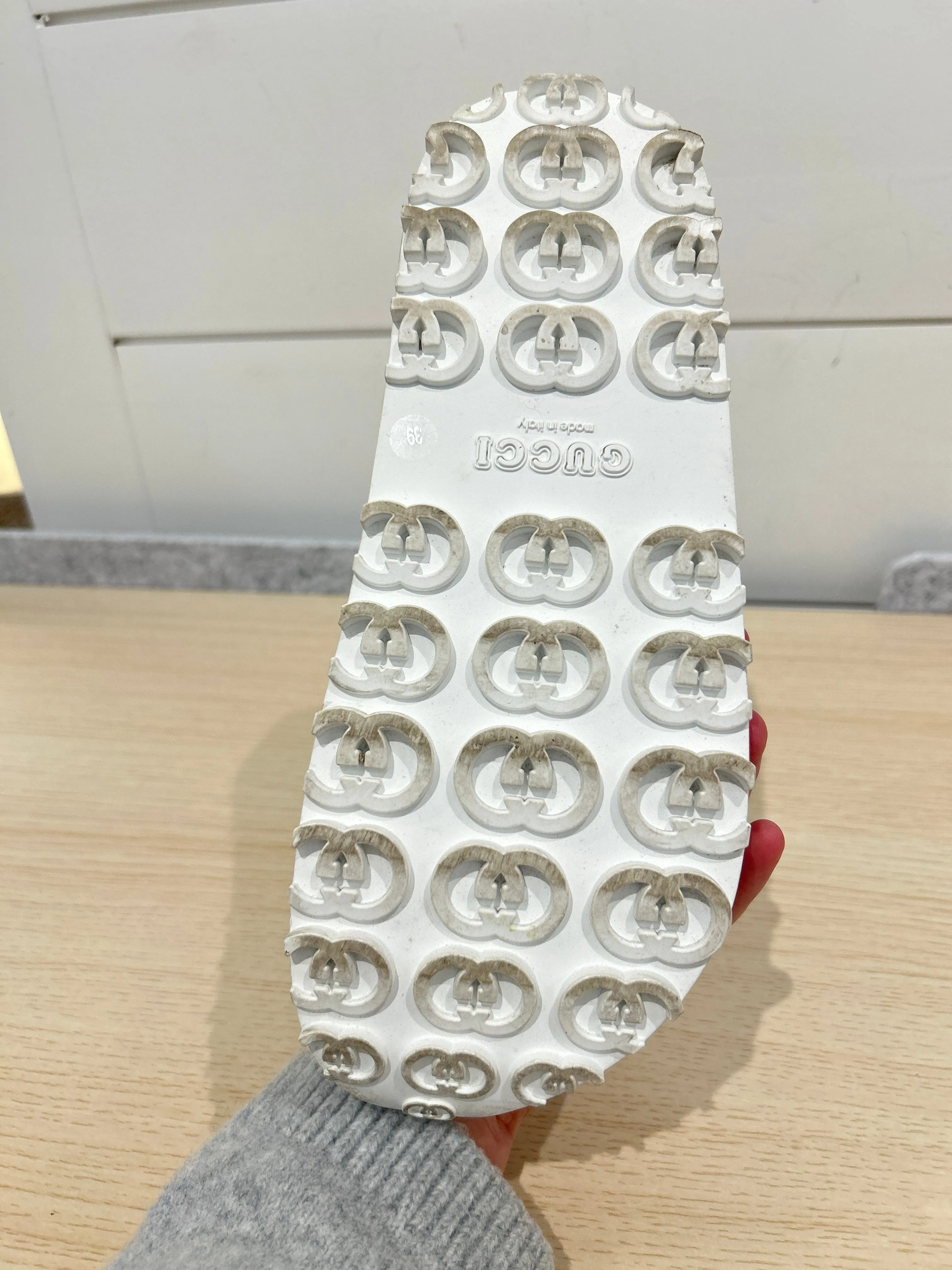 Gucci Shoes, Silver Interlocking GG SlideS (size 39)