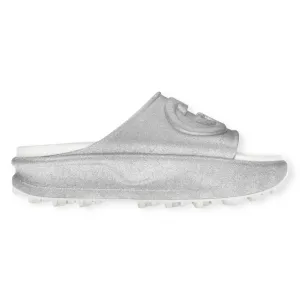 Gucci Shoes, Silver Interlocking GG SlideS (size 39)