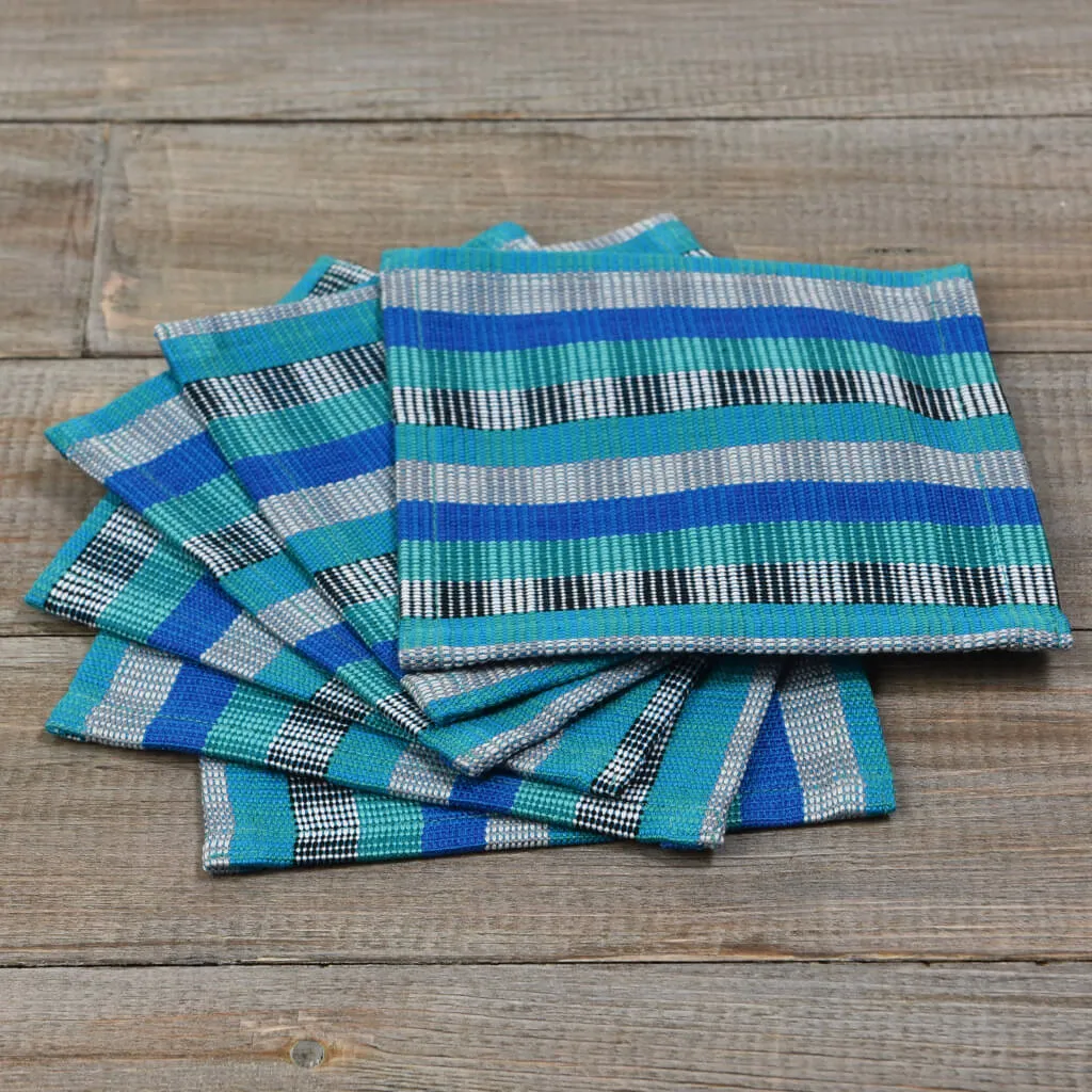 Hand Woven Cuadritos Drink Coasters | Blue Moon