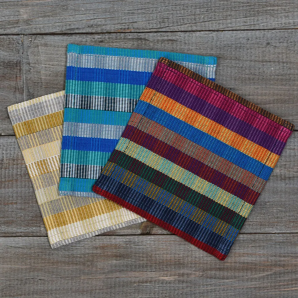 Hand Woven Cuadritos Drink Coasters | Blue Moon
