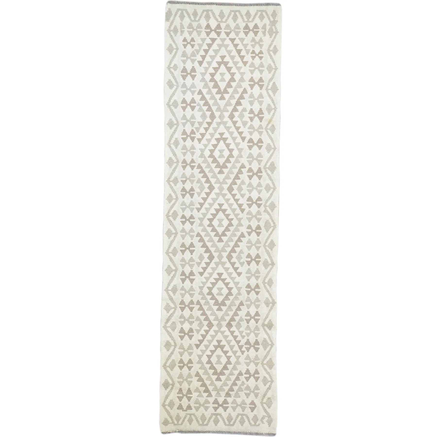 Hand-Woven Flatweave Geometric Design Kilim Handmade Wool (Size 2.7 X 9.9) Cwral-9570