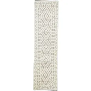Hand-Woven Flatweave Geometric Design Kilim Handmade Wool (Size 2.7 X 9.9) Cwral-9570