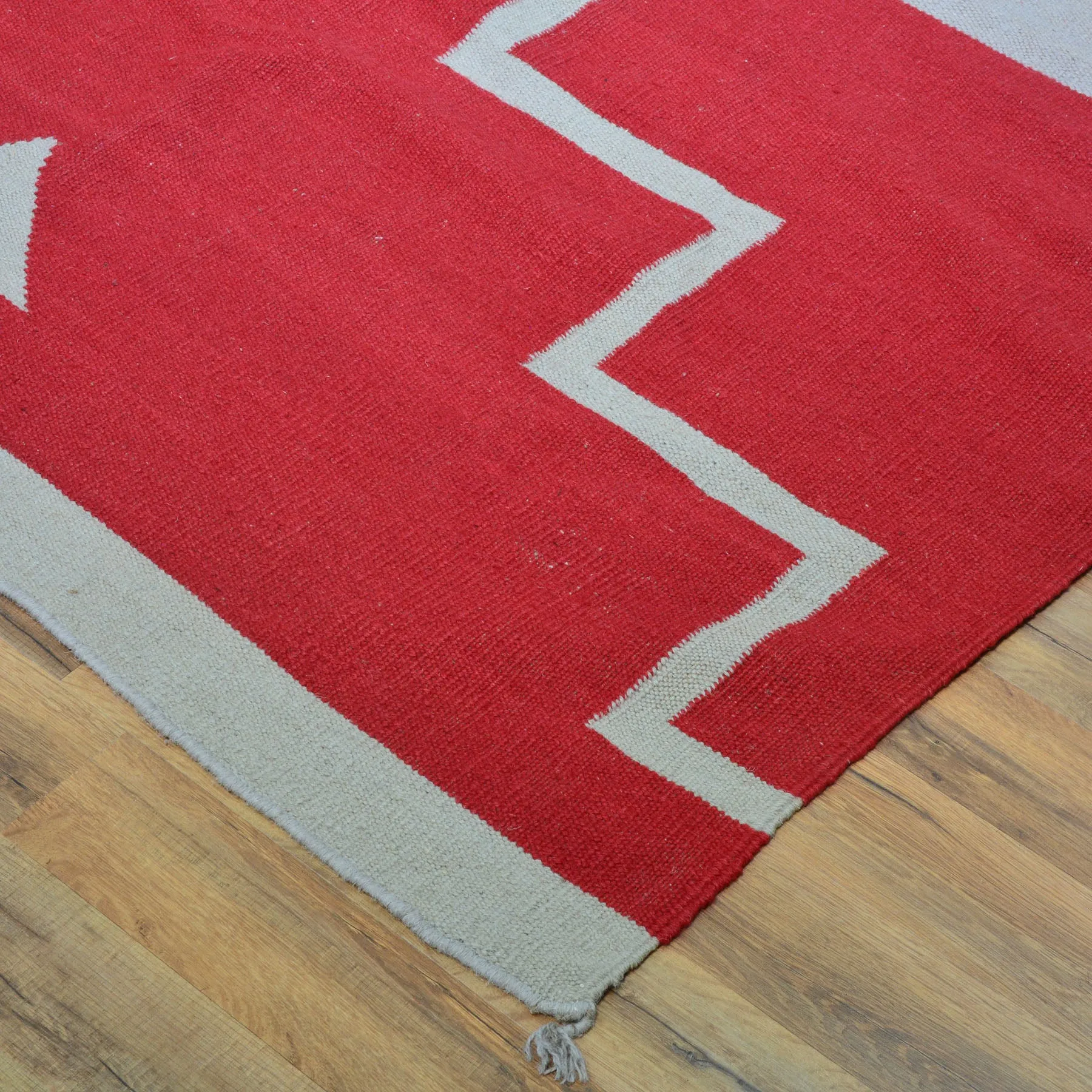 Hand-Woven Reversible Southwestern Design Handmade Wool Kilim (Size 10.0 X 13.8) Cwral-10302