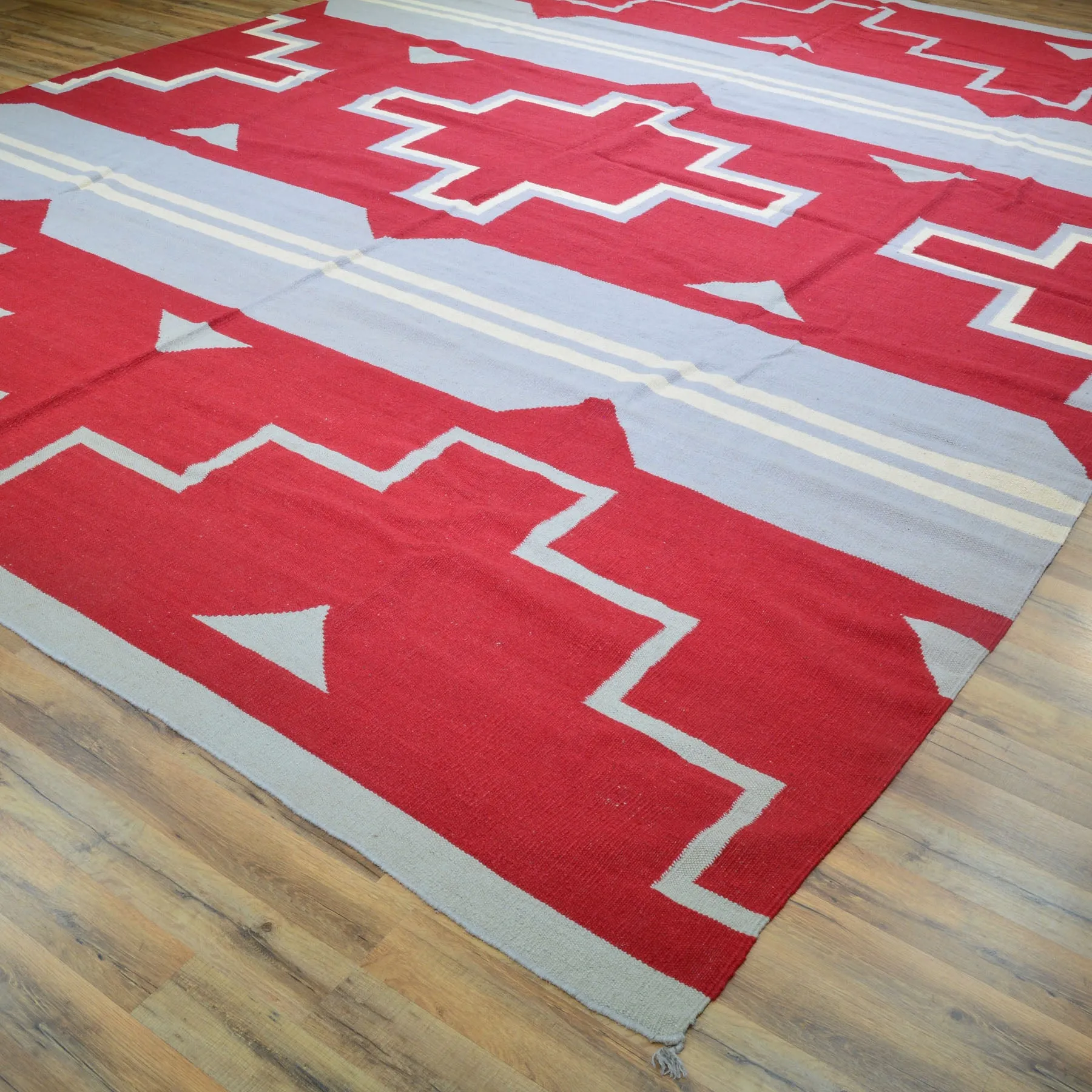 Hand-Woven Reversible Southwestern Design Handmade Wool Kilim (Size 10.0 X 13.8) Cwral-10302
