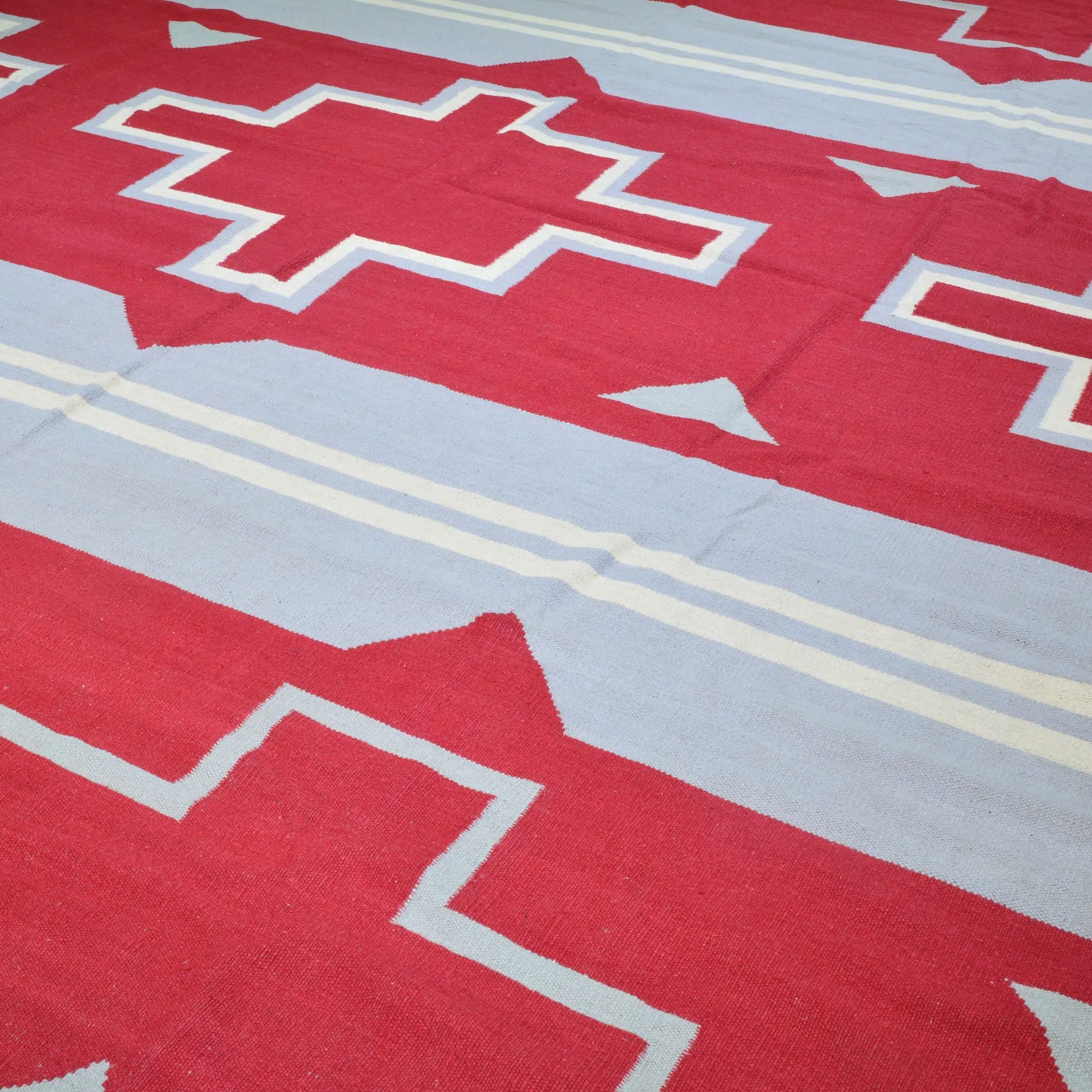 Hand-Woven Reversible Southwestern Design Handmade Wool Kilim (Size 10.0 X 13.8) Cwral-10302