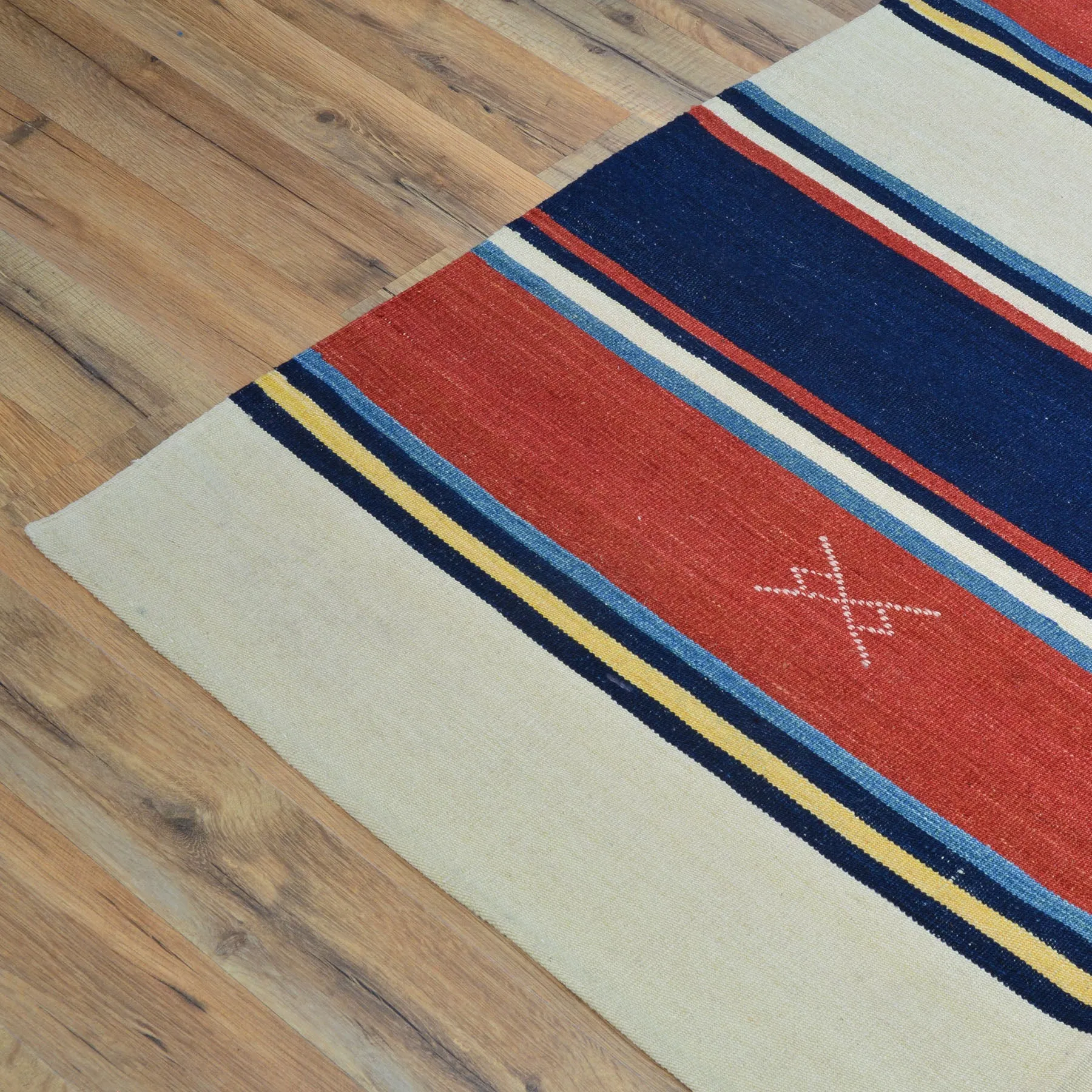 Hand-Woven Reversible Striped Design Kilim Wool Handmade Rug (Size 9.4 X 12.2) Cwral-10176