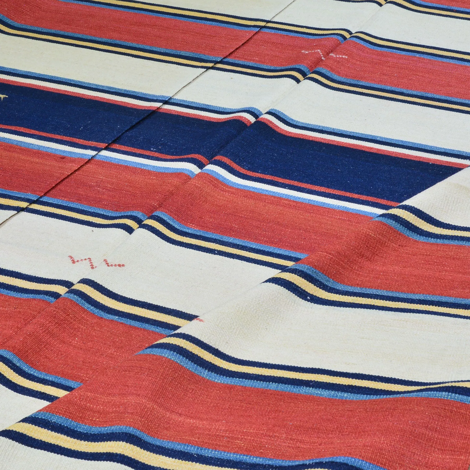 Hand-Woven Reversible Striped Design Kilim Wool Handmade Rug (Size 9.4 X 12.2) Cwral-10176