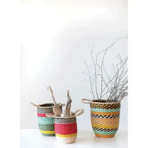 HAND WOVEN SEAGRASS BASKETS WITH HANDLES