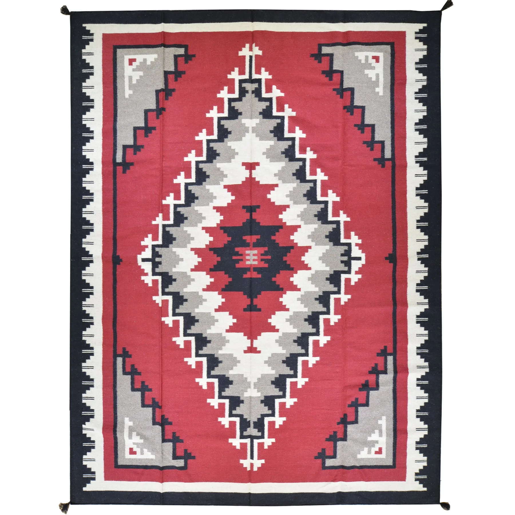 Hand-Woven Southwestern Design Handmade Wool Rug (Size 9.0 X 12.0) Cwral-7140