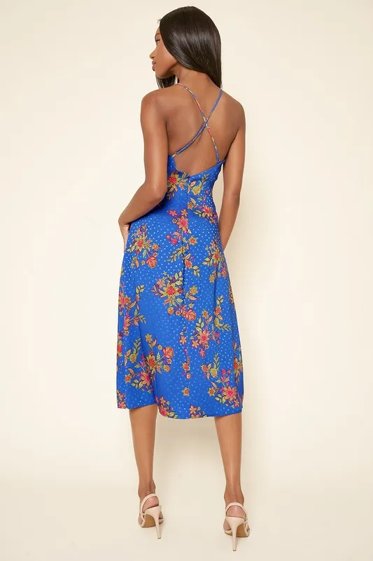 Harlow Floral Satin Midi Dress