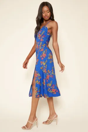 Harlow Floral Satin Midi Dress