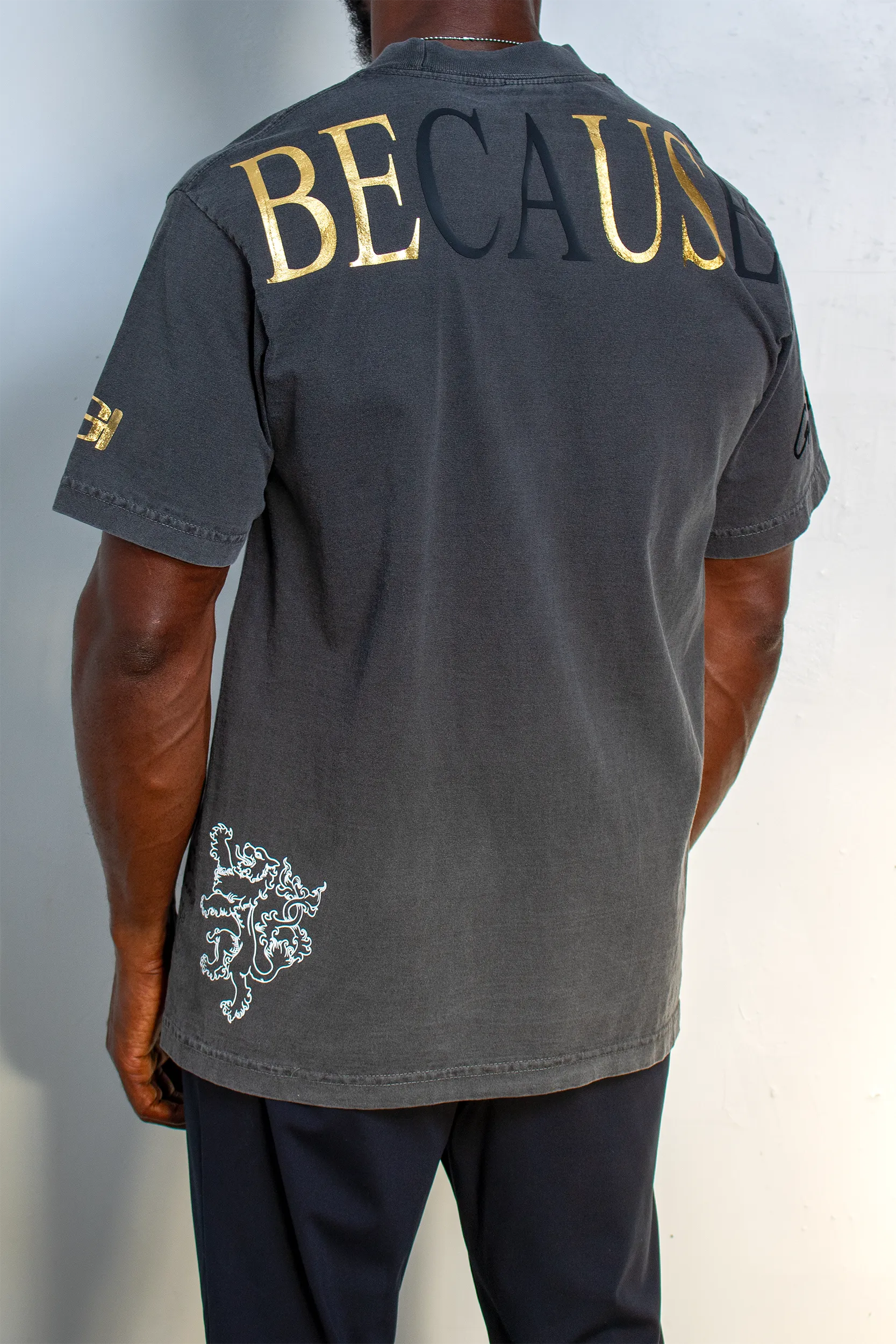 Heavyweight Metallic Gold "Because" Tee