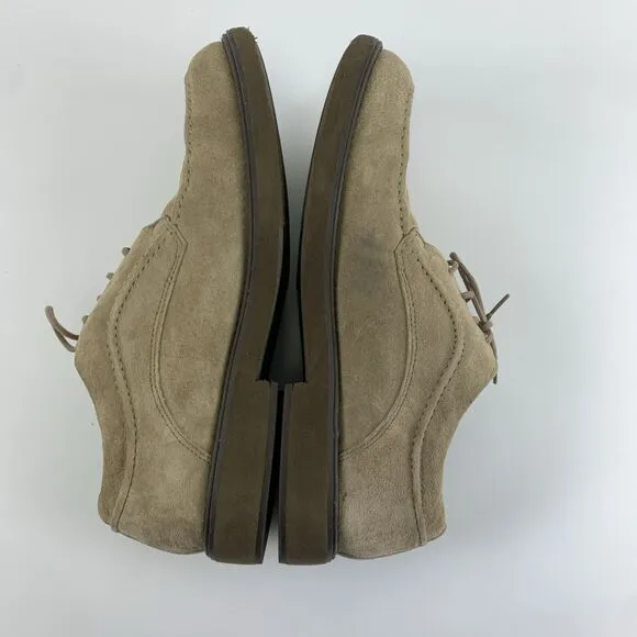 Hush Puppies Taupe Suede Moc Toe Oxford Lace Up Cushioned Comfort Mens Size 12