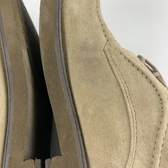 Hush Puppies Taupe Suede Moc Toe Oxford Lace Up Cushioned Comfort Mens Size 12
