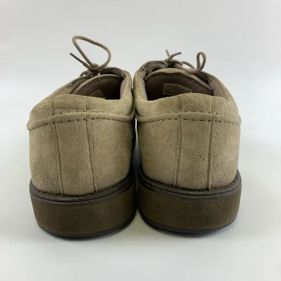 Hush Puppies Taupe Suede Moc Toe Oxford Lace Up Cushioned Comfort Mens Size 12