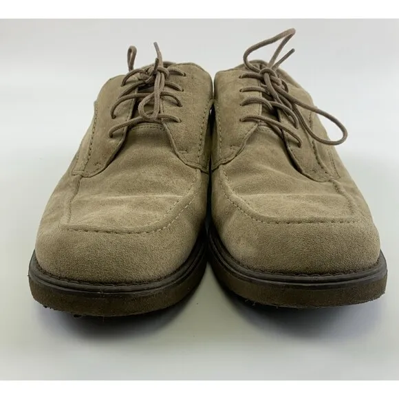 Hush Puppies Taupe Suede Moc Toe Oxford Lace Up Cushioned Comfort Mens Size 12
