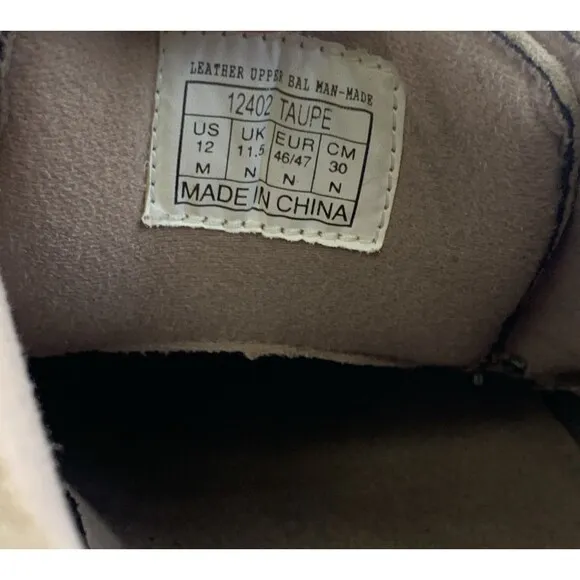 Hush Puppies Taupe Suede Moc Toe Oxford Lace Up Cushioned Comfort Mens Size 12