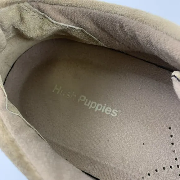 Hush Puppies Taupe Suede Moc Toe Oxford Lace Up Cushioned Comfort Mens Size 12