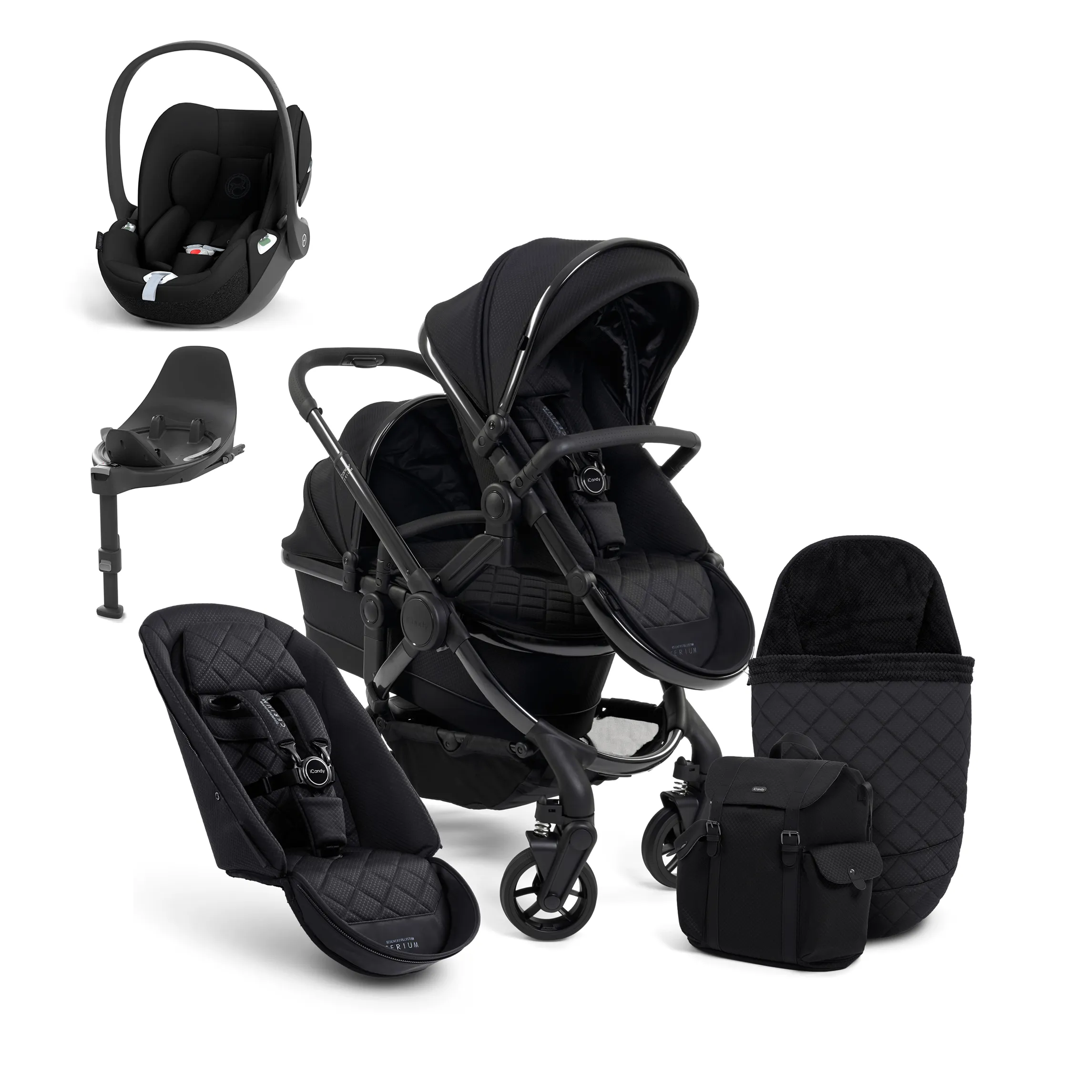 iCandy Peach 7 Cerium Double Cybex Travel System in Black