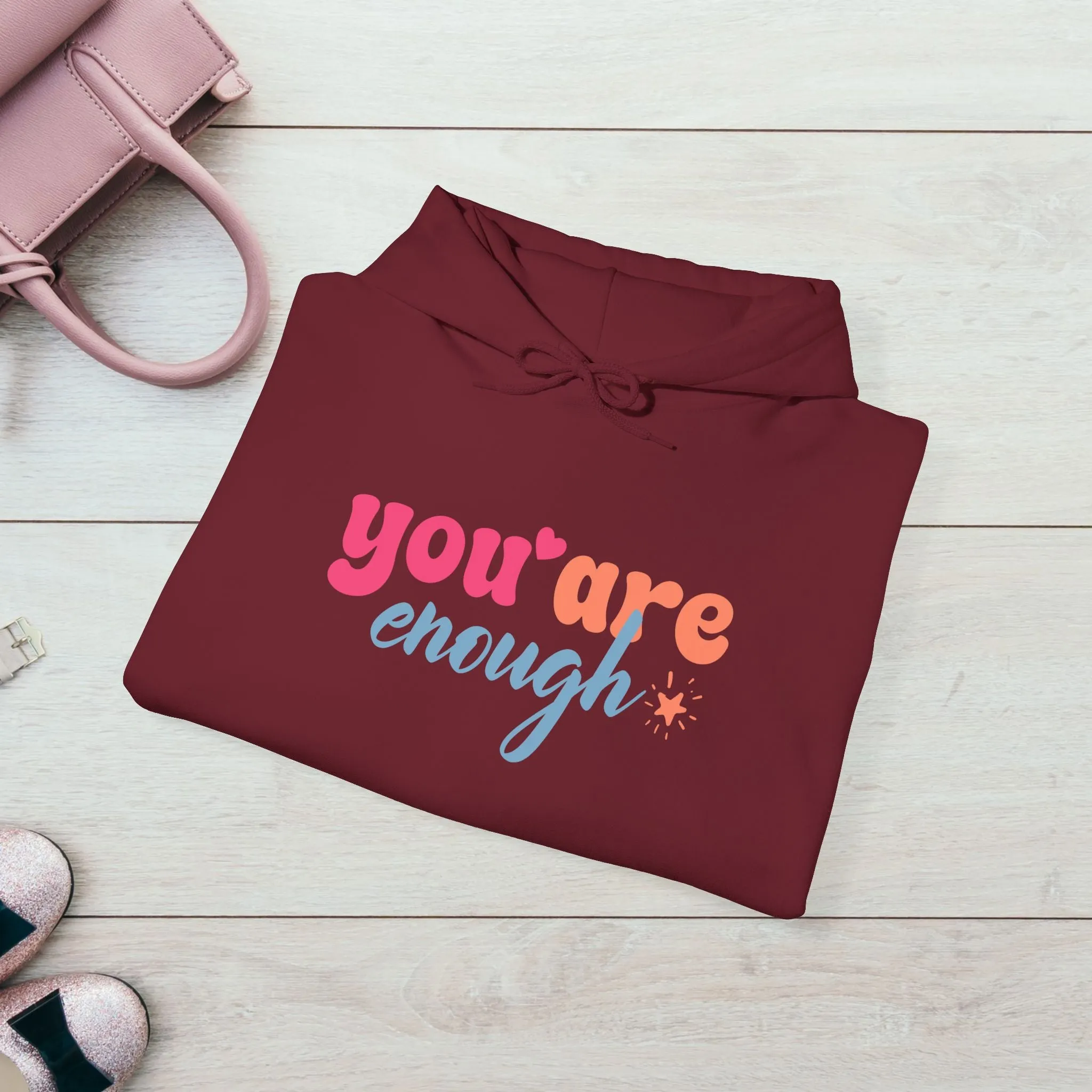 Inspirational Unisex Hoodie - 'You Are Enough' Motivational Sweatshirt for Self-Love & Positivity