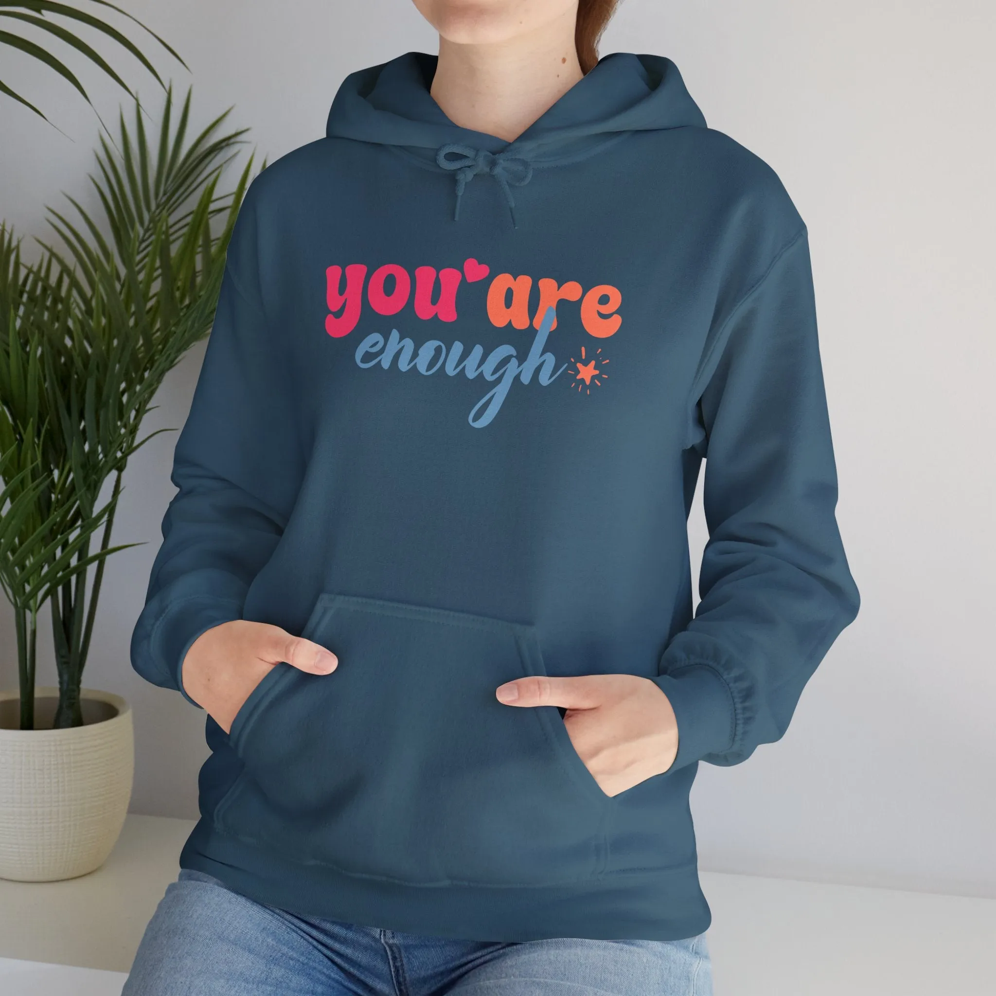 Inspirational Unisex Hoodie - 'You Are Enough' Motivational Sweatshirt for Self-Love & Positivity