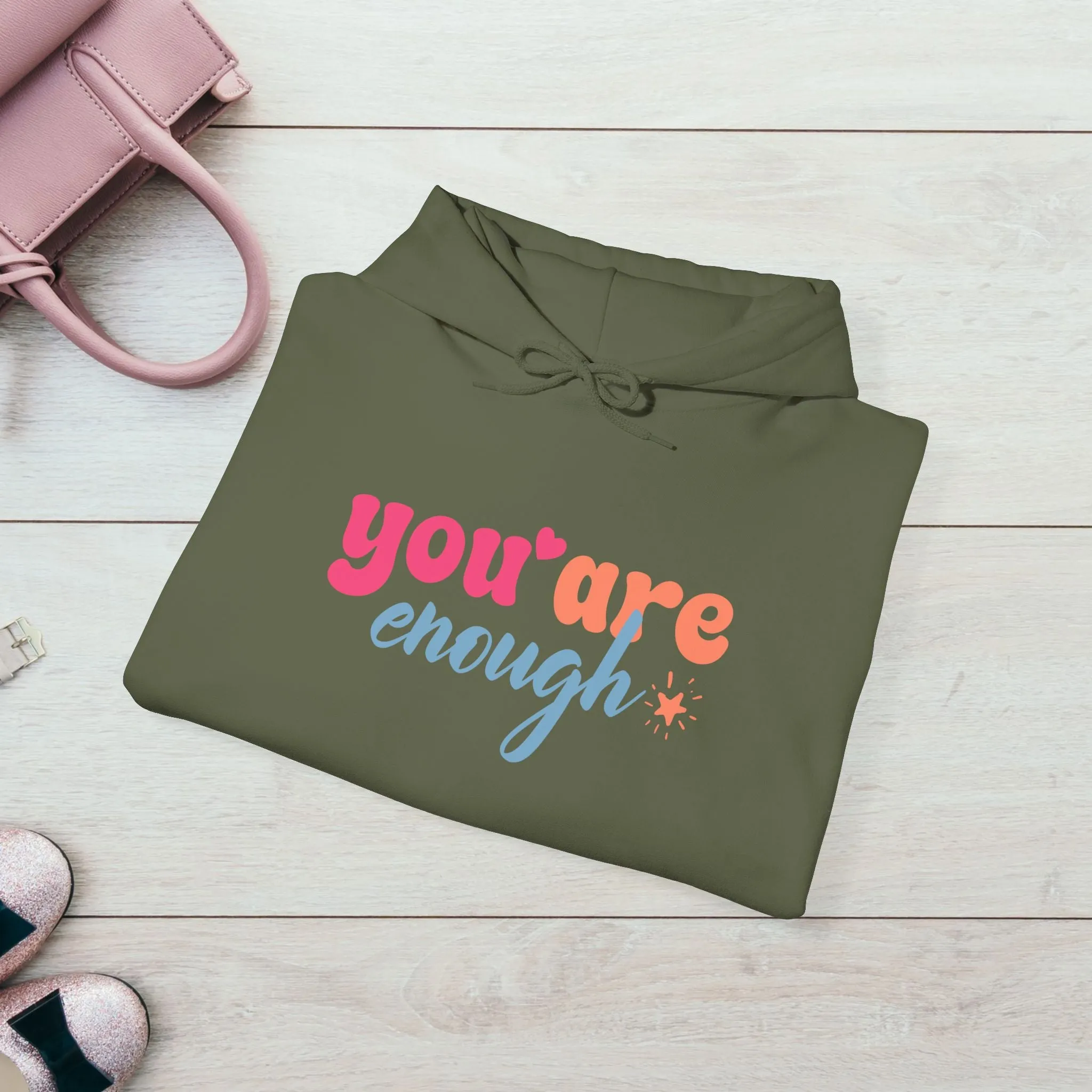 Inspirational Unisex Hoodie - 'You Are Enough' Motivational Sweatshirt for Self-Love & Positivity