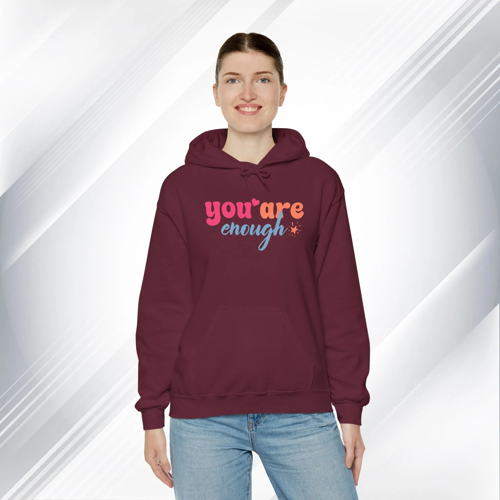 Inspirational Unisex Hoodie - 'You Are Enough' Motivational Sweatshirt for Self-Love & Positivity