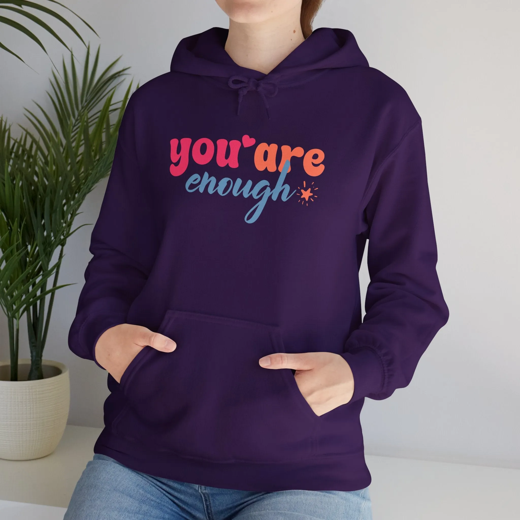 Inspirational Unisex Hoodie - 'You Are Enough' Motivational Sweatshirt for Self-Love & Positivity