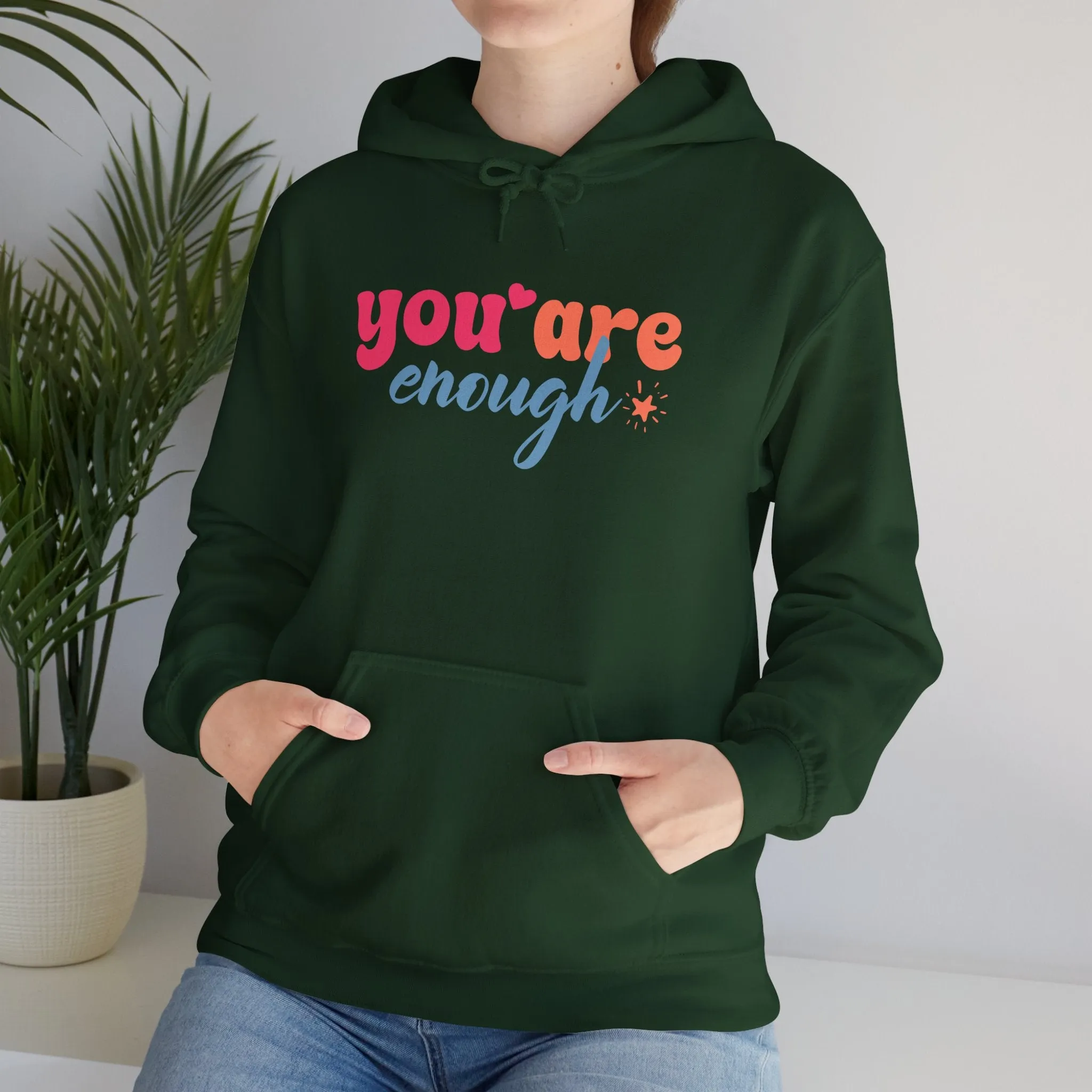 Inspirational Unisex Hoodie - 'You Are Enough' Motivational Sweatshirt for Self-Love & Positivity